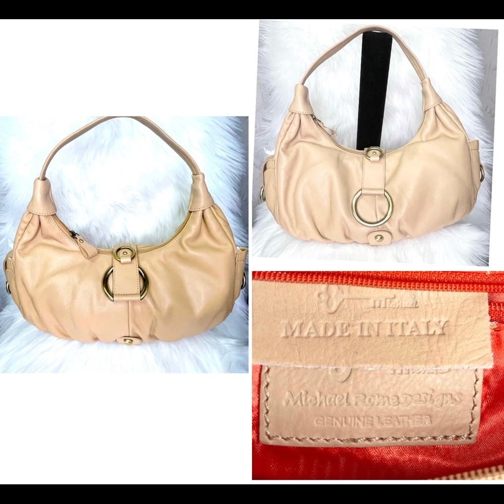 ✅Like New Michael Rome Italy Hobo Soft Leather Beige Women’s size Small